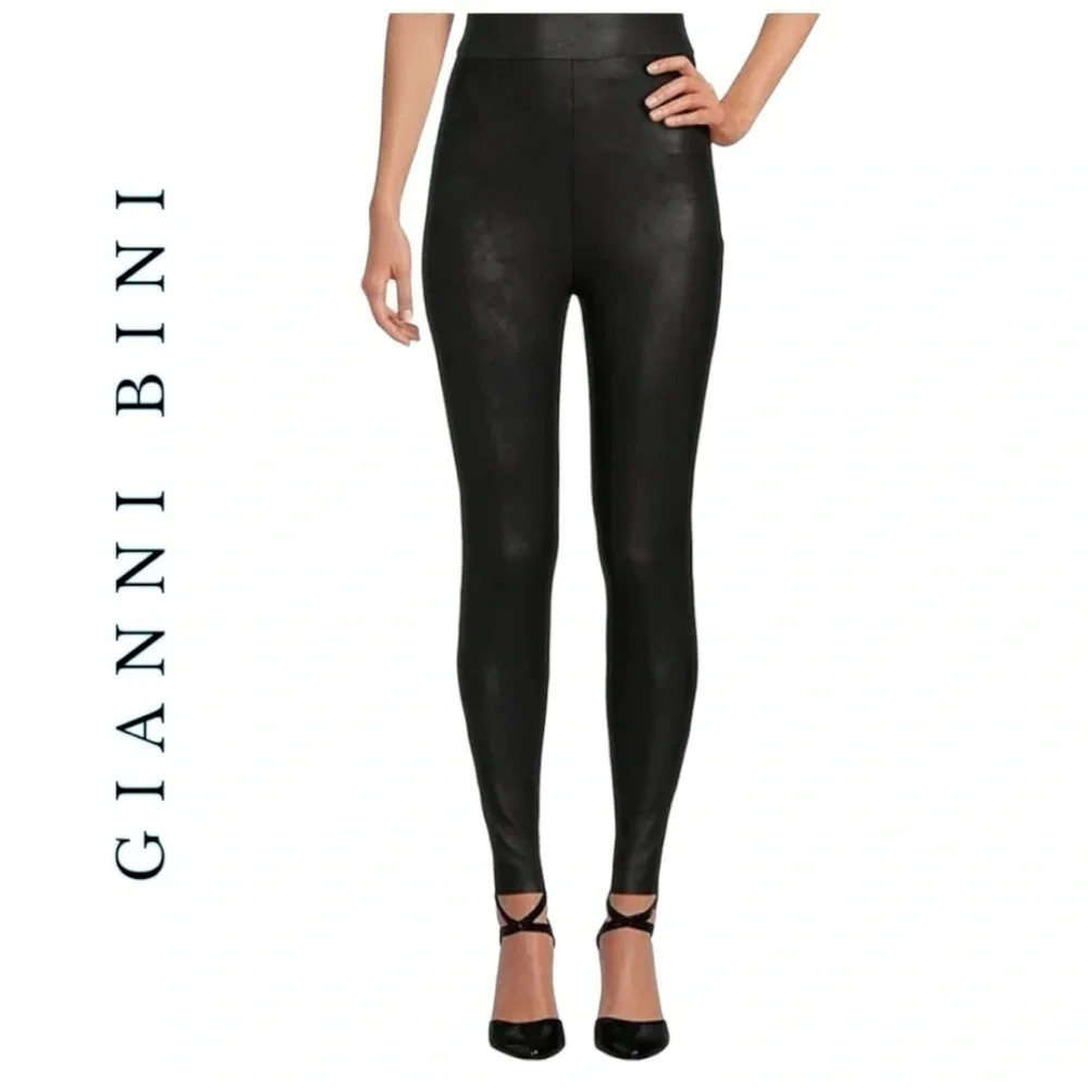 1756. GIANNI BINI HIGH RISE PULL‎ ON MINKA LEGGINGS SIZE MEDIUM BLACK GLITTER